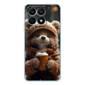 Печатный чехол «Зверята с кофе» для Huawei Honor X8a (Медвежонок с кофе)