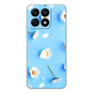 Чехол с Цветами для Huawei Honor X8a (ромашки на голубом)