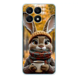 Печатный чехол «Зверята с кофе» для Huawei Honor X8a (Зайчик с кофе)
