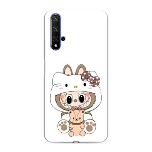 Чехол с принтом Лабубу для Huawei Nova 5T (Белый Лабубу)