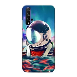 Силиконовый Чехол с принтом "Космонавты" на Huawei Nova 5T (Космонавт в воде)