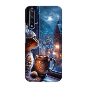 Чохли на Новий Рік Huawei Nova 5T (Кіт новорічний)