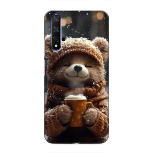 Друкований чохол 'Звірята з кавою' для Huawei Nova 5T (Ведмедик з кавою)