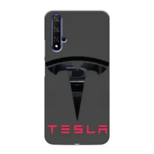 Силіконовий бампер з картинкою машини на Huawei Nova 5T (Logo TESLA)