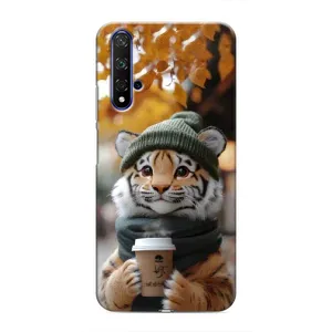 Друкований чохол 'Звірята з кавою' для Huawei Nova 5T (Тигр з кавою)
