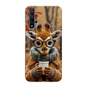 Друкований чохол 'Звірята з кавою' для Huawei Nova 5T (Жираф з кавою)