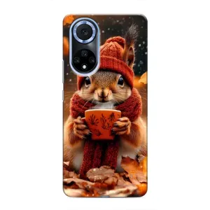 Друкований чохол 'Звірята з кавою' для Huawei Nova 9 SE (Білка з кавою)