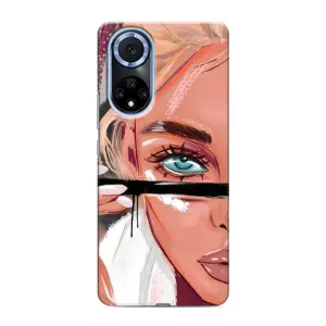 Силиконовый Чехол на Huawei Nova 9 SE с картинкой Стильных Девушек (Девушка и ресницы)