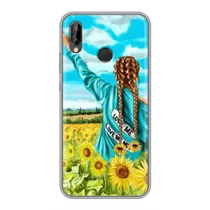 Чехол Стильные девушки на Huawei P Smart 2019 (Девушка на поле)