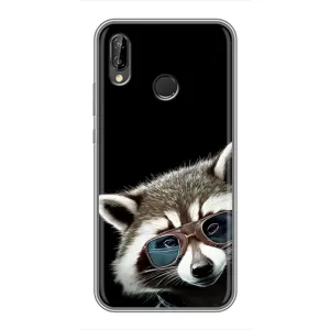 Силиконовый Чехол с Енотами на Huawei P Smart 2019 (Стильный Енот)