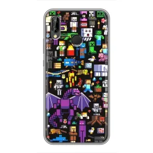 Чехол майнкрафт для Huawei P Smart 2019 (Все персонажи)