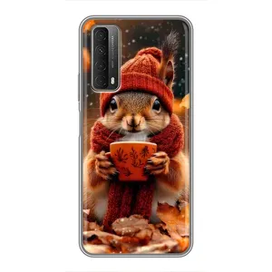 Друкований чохол 'Звірята з кавою' для Huawei P Smart 2021 (Білка з кавою)