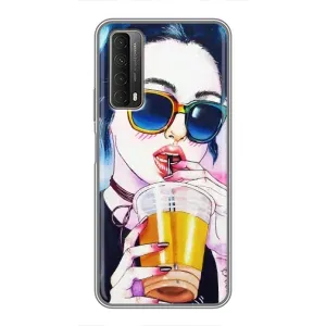 Чехол с картинкой Модные Девчонки Huawei P Smart 2021 (Девушка с коктейлем)