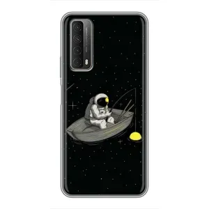 Силіконовый Чохол з принтом "Космонавти" на Huawei P Smart 2021 (Космонавт на рибалці)