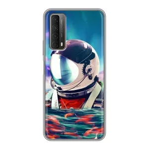 Силіконовый Чохол з принтом "Космонавти" на Huawei P Smart 2021 (Космонавт у воді)