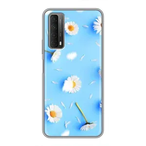 Чехол с Цветами для Huawei P Smart 2021 (ромашки на голубом)