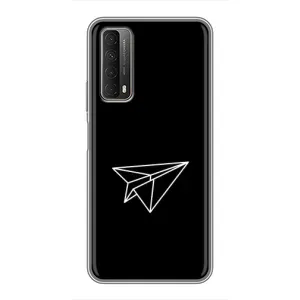 Чехол с картинками на черном фоне для Huawei P Smart 2021 (Самолетик)