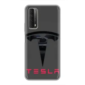 Силиконовый бампер с картинкой машины на Huawei P Smart 2021 (Logo TESLA)