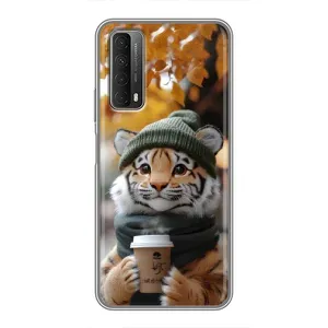 Друкований чохол 'Звірята з кавою' для Huawei P Smart 2021 (Тигр з кавою)