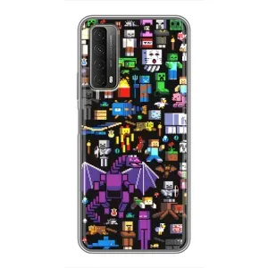 Чехол майнкрафт для Huawei P Smart 2021 (Все персонажи)