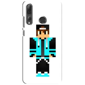 Чехлы для Huawei P Smart Plus 2019 (Персонажи Майн Крафт) (Мальчик в голубом)