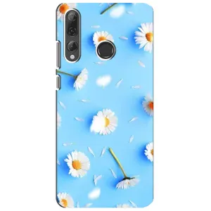 Чохол з Квітами для Huawei P Smart Plus 2019 (ромашки на блакитному)