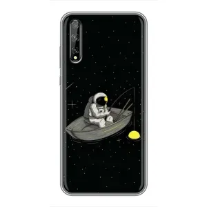 Силиконовый Чехол с принтом "Космонавты" на Huawei P Smart Pro (Космонавт на рыбалке)