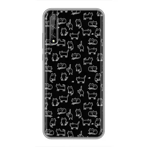 Чехол на тематику: Коты для Huawei P Smart Pro (Котики на черном)
