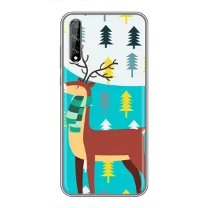 Силиконовый бампер с картинкой животных для Huawei P Smart Pro (Олень с шарфом)