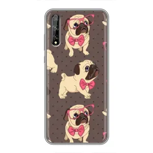 Чехол (ТПУ) Милые собачки для Huawei P Smart Pro (Собачки Мопсики)
