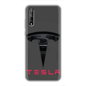 Силіконовий бампер з картинкою машини на Huawei P Smart Pro (Logo TESLA)