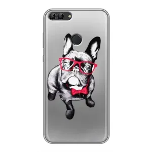 Чехол (ТПУ) Милые собачки для Huawei P Smart, Enjoy 7s, FIG-LA1 (Бульдог в очках)