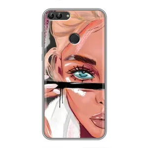 Силиконовый Чехол на Huawei P Smart, Enjoy 7s, FIG-LA1 с картинкой Стильных Девушек (Девушка и ресницы)