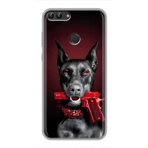 Чехол ДОБЕРМАН для Huawei P Smart, Enjoy 7s, FIG-LA1 (Доберман злой)