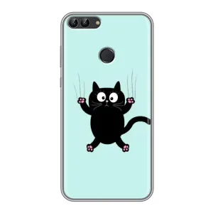 Силіконовий чохол з котиком для Huawei P Smart, Enjoy 7s, FIG-LA1 (Падаючий кіт)
