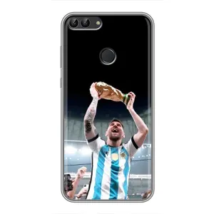 Чехлы Лео Месси Аргентина для Huawei P Smart, Enjoy 7s, FIG-LA1 (Счастливый Месси)