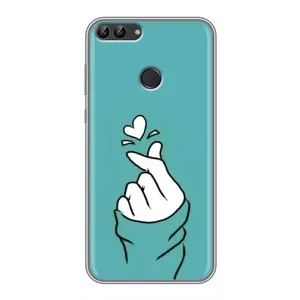 Чехлы (Знак сердечка) на Huawei P Smart, Enjoy 7s, FIG-LA1 (Сердечко на бирюзовом)