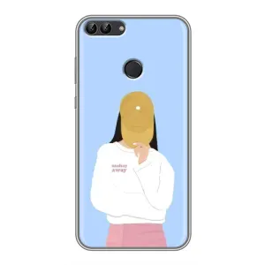 Силиконовый Чехол на Huawei P Smart, Enjoy 7s, FIG-LA1 с картинкой Стильных Девушек (Желтая кепка)