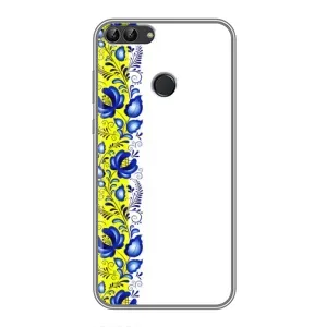 Силиконовый Чехол на Huawei P Smart, Enjoy 7s, FIG-LA1 с картинкой Вышиванки (Желто-синяя вышиванка)