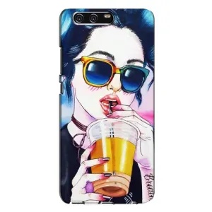 Чохол з картинкою Модні Дівчата Huawei P10 Plus, VKY (Дівчина з коктейлем)