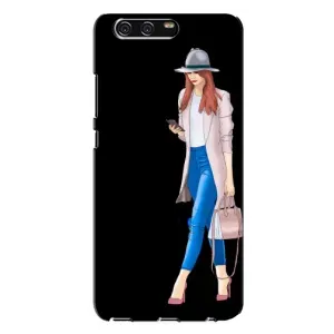 Чохол з картинкою Модні Дівчата Huawei P10 Plus, VKY (Дівчина з телефоном)