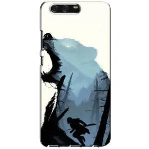 Силиконовый бампер с картинкой животных для Huawei P10, VTR (Медведь и лес)