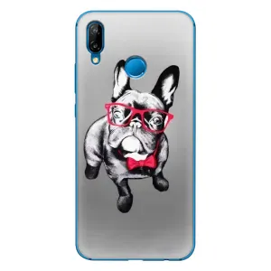 Чехол (ТПУ) Милые собачки для Huawei P20 Lite (2019) (Бульдог в очках)