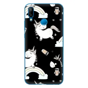 Чехол Unicorn на Huawei P20 Lite (2019) (Единорог с кофе)