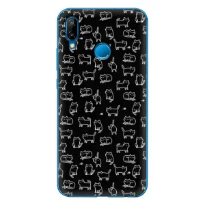 Чехол на тематику: Коты для Huawei P20 Lite (2019) (Котики на черном)