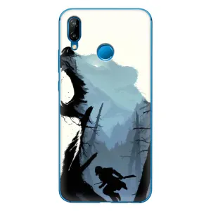 Силиконовый бампер с картинкой животных для Huawei P20 Lite (2019) (Медведь и лес)