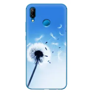 Силиконовый Чехол с одуванчиками на Huawei P20 Lite (2019) (Одуванчик на голубом)