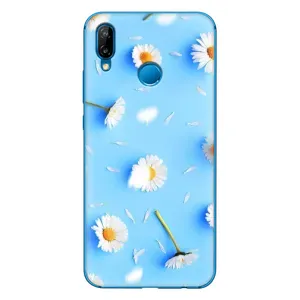 Чехол с Цветами для Huawei P20 Lite (2019) (ромашки на голубом)