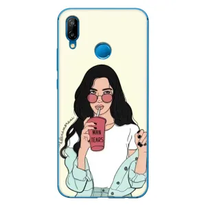 Силиконовый Чехол на Huawei P20 Lite (2019) с картинкой Стильных Девушек (С напитком)