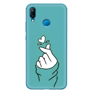 Чехлы (Знак сердечка) на Huawei P20 Lite (2019) (Сердечко на бирюзовом)